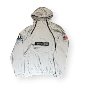 Members Only Sport Reflective NASA Space Shuttle Anorak Jacket Size Large FLAWS